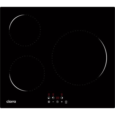 CIARRA Piano Cottura Induzione 3 Zone 5600W Comando Tattile 9 Livelli di Potenza e Sicurezza Bambini CD3BIH-C