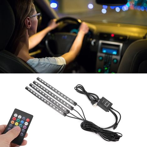 Éclairage d'ambiance décoratif RGB à 48 LED avec contrôle sonore et télécommande pour voiture (1/5)
