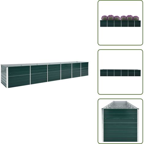 Garten-Hochbeet Verzinkter Stahl 480x80x77 cm Grün - Hochbeet - Gartenhochbeet - Stahlteich - Pflanzenbehälter - Gemüsegarten