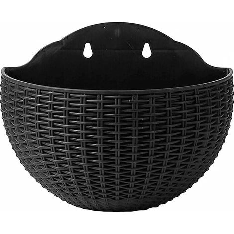 Wandblumentöpfe, Blumentöpfe in Rattanoptik, Hängeblumentöpfe für Balkone, schwarze Blumentöpfe