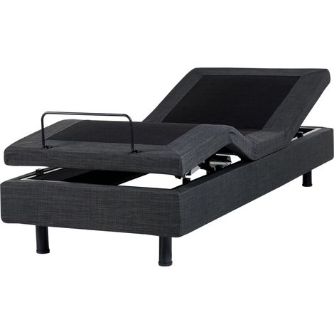 Letto elettrico singolo in poliestere grigio scuro regolabile con telecomando senza testata 80 x 200 cm Duke