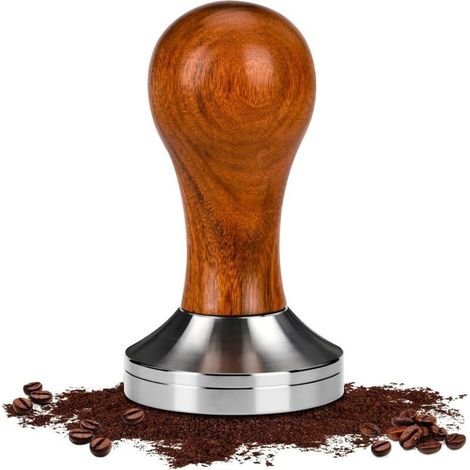 Presse-café 51 mm en acier inoxydable 304, presse-expresso avec poignée en bois de noyer, pour porte-filtre, barista tamper cafés et amateurs de café