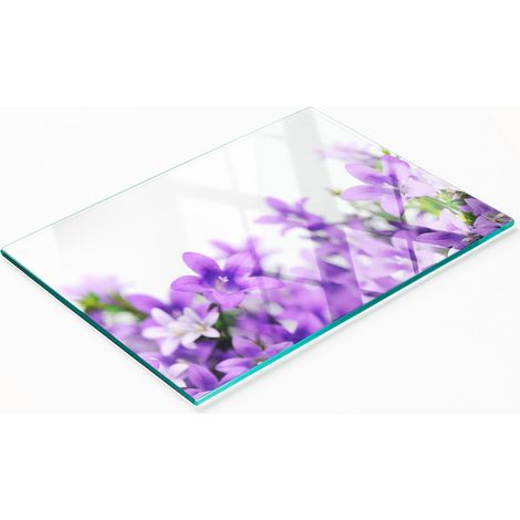 Planche à découper décorative en verre trempé, motif cloches violettes, 80 x 52 cm (1/5)