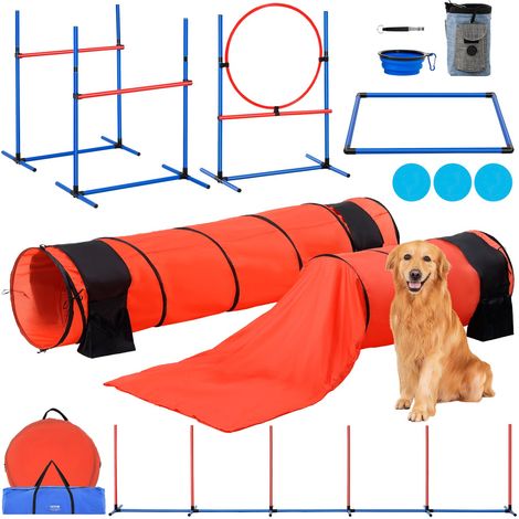 Kit d'agilité pour chien avec parcours d'obstacles, haies réglables et tunnels, pour entraînement à la maison (1/5)