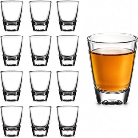 12 PCS Verre Shot Réutilisable en Verre 32ml Lave-Vaisselle Petits Verres à Liqueur Transparent Gobelets en Verre Reutilisable pour Bar Hôtel Restaurant (1/5)