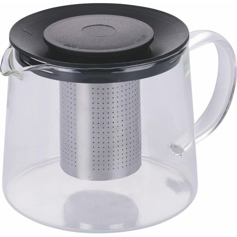 1 Théière, Verre borosilicate, Infuseur acier inoxydable, Couvercle PP, Pour thé et tisane