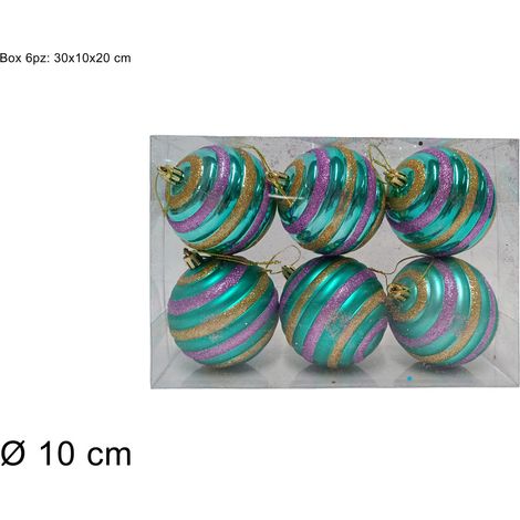 PALLE DIAMETO 10 CM TIFFANY DECORO ORO/LILLA CONFEZIONE 6 PEZZI