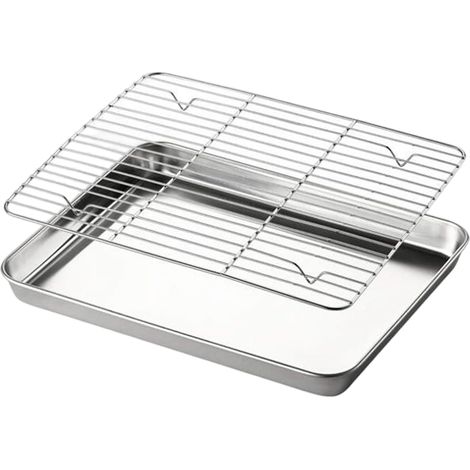 Plat à four carré professionnel en acier inoxydable anti-rouille, lèvres relevées, finition polie, idéal pour cuisson, grillade et événements extérieurs (1/4)
