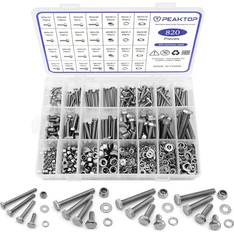 820 PCS Assortiment Vis, Assortiment Boulons écrous, Kit Boulons Et écrous (1/5)