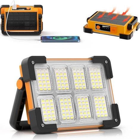 Solar Rechargeable LED Floodlight – Portable Work Light with 4 Modes, Ideal for Construction Sites, Camping, Garages and Workshops (1/5)