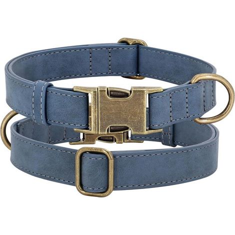 Collier pour animaux de compagnie 33-53 cm en cuir taille ajustable adapté chiens petite moyenne taille promenades quotidiennes (1/4)