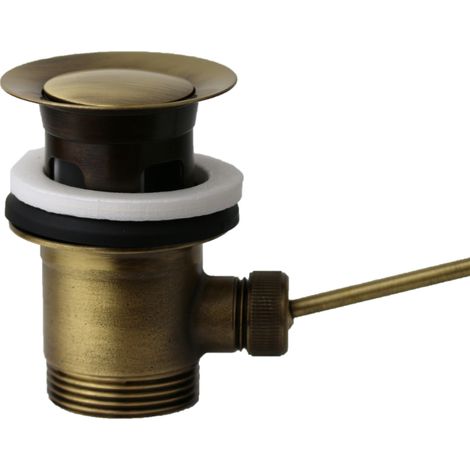 Schläfer 40510210 Piletta Universale con Tappo Saltarello in Metallo Pesante per Scarico Lavabo Bagno e Bidet 1"1/4 con Troppopieno. Finitura Bronzo Antico, Vecchio Ottone (1/5)
