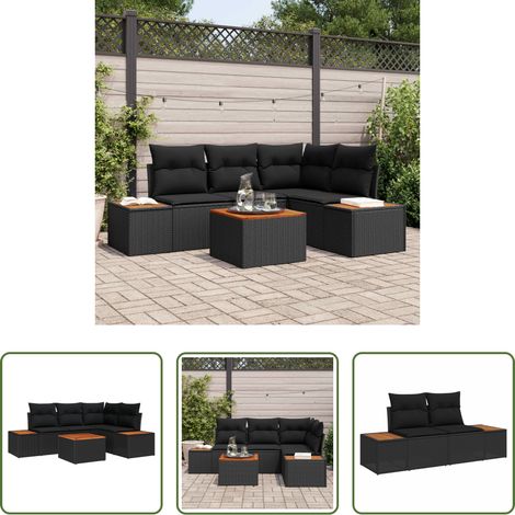 vidaXL Conjunto de sofás de jardín 4 uds. 4-Número de plazas Negro (1/5)