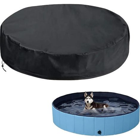 Faltbare Hunde-Poolabdeckung für den Außenbereich, UV-Schutz, runde Abdeckung, runde Poolplane mit Kordelzug, wasserdicht und staubdicht, 122 x 30 cm (1/5)