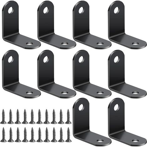 10PCS Équerre de Fixation Inoxydable 30 x 30 x 2mm Support à angle droitCoin avec Vis pour la Fixation et la Réparation de Meubles(Noir) (1/5)