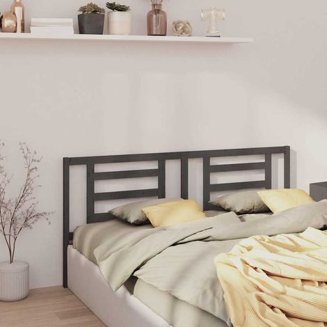 vidaXL Cabecero de cama madera maciza de pino gris 206x4x100 cm (1/5)