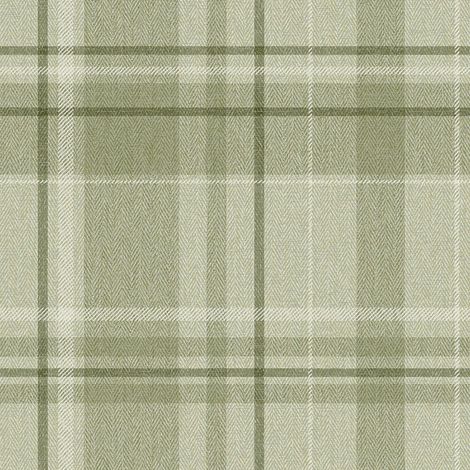 Crown Harris Tweed Herringbone Check Green Wallpaper Luxury Fabric Effect (1/4)