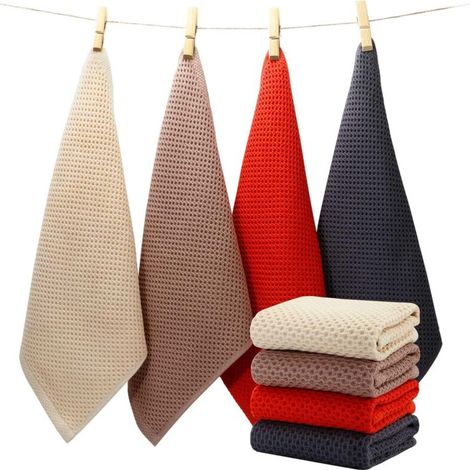 Lot De 4 Torchons kitchen en coton pour le nettoyage et le séchage de la vaisselle 33 x 33cm (1/5)