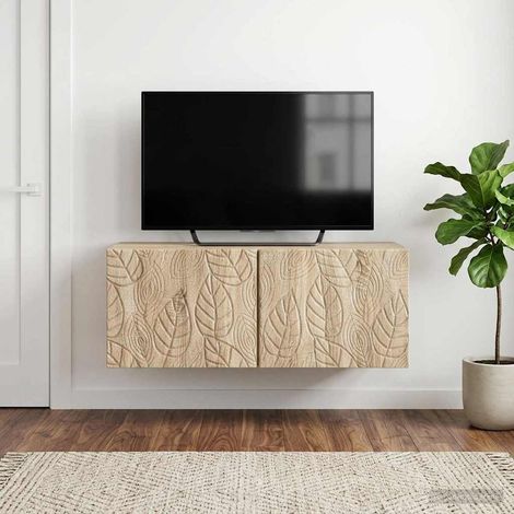 Meuble TV mural 2 portes en bois d’ingénierie chêne sonoma 59,5 x 41 x 30 cm, 13.05kg - PANGIVO (1/5)