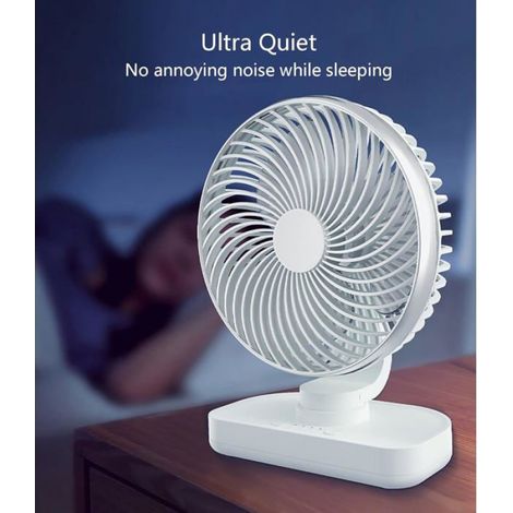 Ventilateur de table portable avec tête inclinable à 80 degrés et prise USB, ventilateur à 4 vitesses (argenté) (1/5)