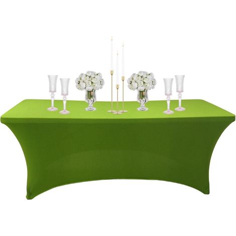 Elastische Tischdecke Grün 122 cm abwaschbar, wasserabweisend, rechteckig