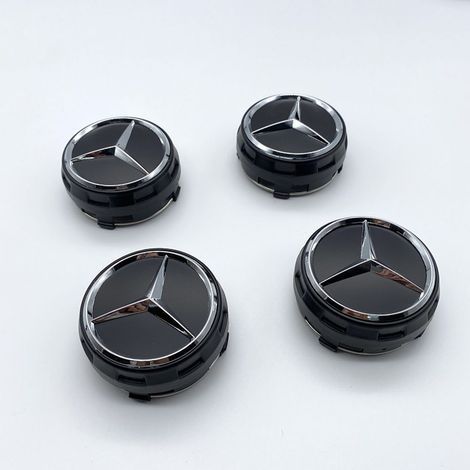 Cache-moyeu 75mm pour jantes Mercedes AMG - Lot de 4 pièces - Noir (1/5)
