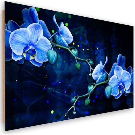 Quadro deco panel, Fiore di orchidea blu - 60x40 (1/5)