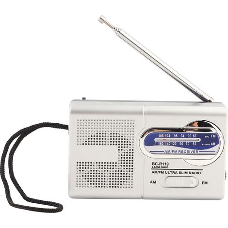Multifonction Mini Pocket Am FM BCR119 Radio Haut-Parleur Récepteur Antenne Télescopique.