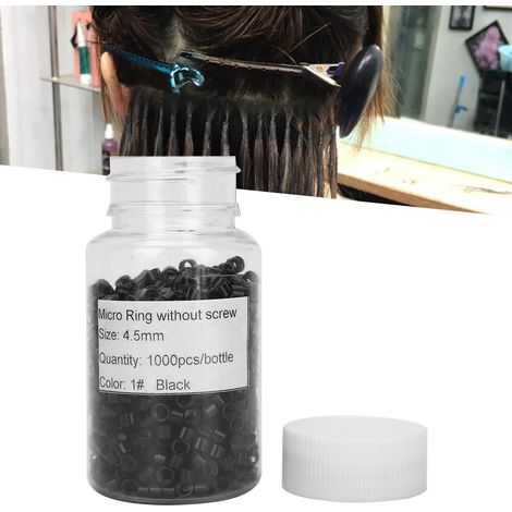 1000pcs Anneaux de Jonction Micro Aluminium pour Extensions Capillaires Vis Noirs (1/4)