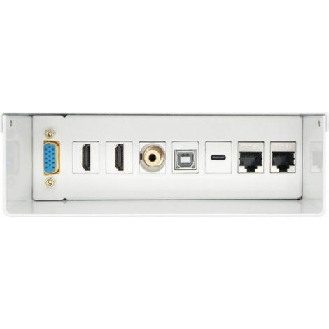AISENS - A127-0720 - Involucro di connessioni audio-video VGA+JACK3.5+2xHDMI+1xUSB-B+1xUSB-C+2xRJ45 Cat.6A STP, Bianco (1/3)