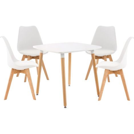 Juego de comedor Liborg para cuatro personas Blanco