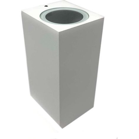Applique a parete doppia emissione luminosa per esterno giardino ip65 lampada moderna UP & DOWN quadrata portalampada per faretti gu10 Bianco (1/3)