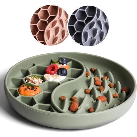 Fressnapf mit Fressbremse für Hunde und Katzen, Leckmatte für Hunde mit großem Saugnapf, Futterleckmatte (1/4)