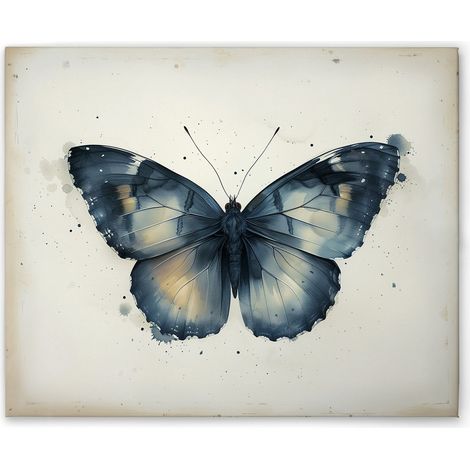 Leinwandbild Schmetterling Vintage Blau M1-No.51789 - Kunstdruck auf Leinwand in Beige Blau - Wandbild 50 x 40 cm (1/5)
