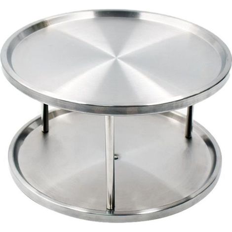 Plateau Tournant INOX 360 Rotatif,Plateau Tournant 2 étages pour épices, Plateau Tournant Placard Cuisine (1/4)