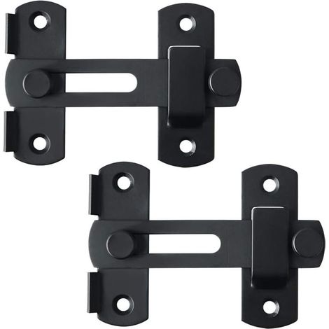 Sliding door lock, door bolt, tilt bolt with screws for doors, windows, cabinets and garden, matte black stainless steel, 2 pieces (1/5)