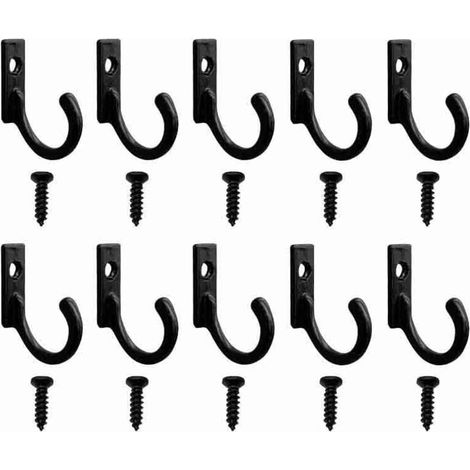Gancio appendiabiti, ganci vintage, mini attaccapanni, materiale in lega di zinco, semplice gancio vintage per lattine, ganci da parete individuali, nero, 10 pezzi. (1/4)