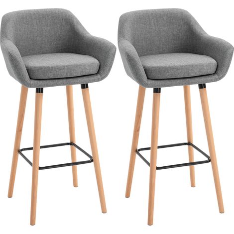 Taburete de bar de lino de dos piezas, estilo bistró, con reposapiés. Capacidad de carga: hasta 120 kg. Ideales para cocina, salón y comedor. (1/5)