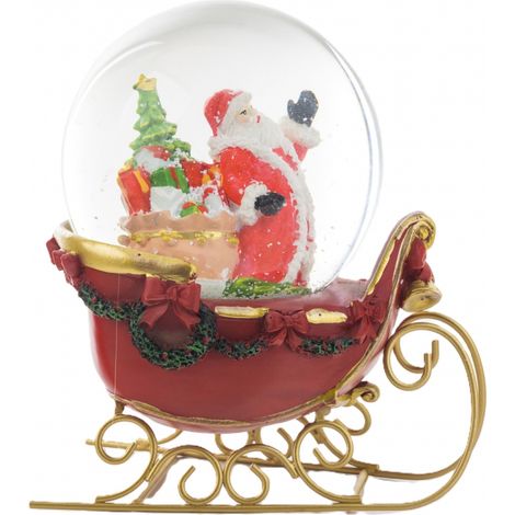 Boule de verre en forme de traîneau avec le Père Noël 19 x 13 x 17 cm (1/5)