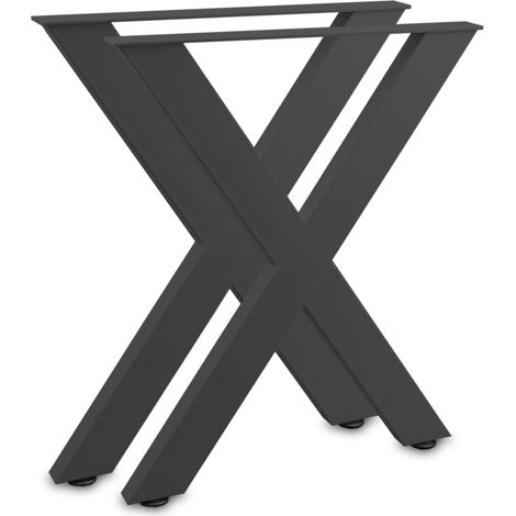 Tischbeine Tischkufen Tischgestell Tischuntergestell Stahl Metall Eckig (Kreuz 72x60, Schwarz)