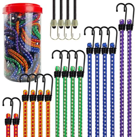 20 Stück elastische Spanner mit Haken, elastische Spanner, elastisches Seil, Gummibänder mit Haken, Bungee-Seil für Auto und Fahrrad