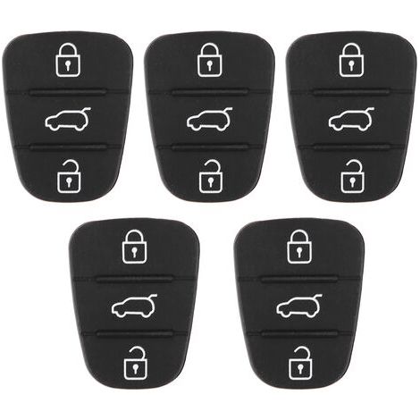 Lot de 5 coques de clé de rechange en caoutchouc pour 3 boutons, compatibles avec Hyundai et Kia (sans lettre). (1/5)