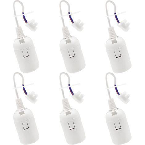 6 Pièces Douille de Lampe E27 Blanche avec Câble – Support d’Ampoule pour Rénovation, Chantier et Suspension – 4 A / 250 V (1/5)