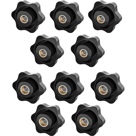 Bouton de serrage M6, écrou étoile, écrou de serrage M8, filetage moleté, écrous étoile, pour mécanique, industrie, mobilier, équipement, lot de 10 (1/4)