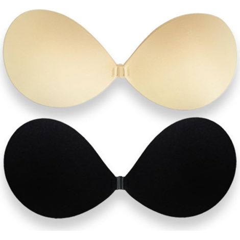 Set di 2 paia di reggiseni push-up, senza schienale, autoadesivi, traspiranti, riutilizzabili, per abiti e matrimoni.