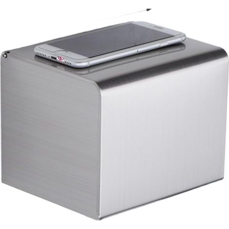 Porte-papier toilette sans perçage, noir mat, acier inoxydable, (1/5)