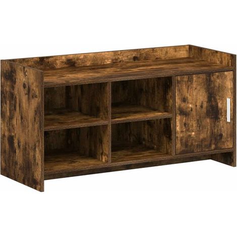 Meuble à chaussures avec portes, chêne fumé, 100 x 39,5 x 51 cm (1/5)