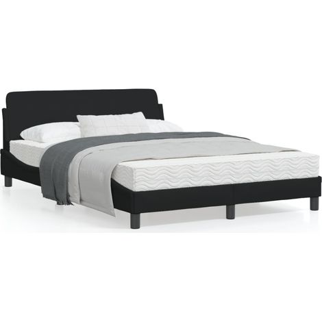 Cadre de lit avec tête de lit Noir 140x200 Tissu (1/5)