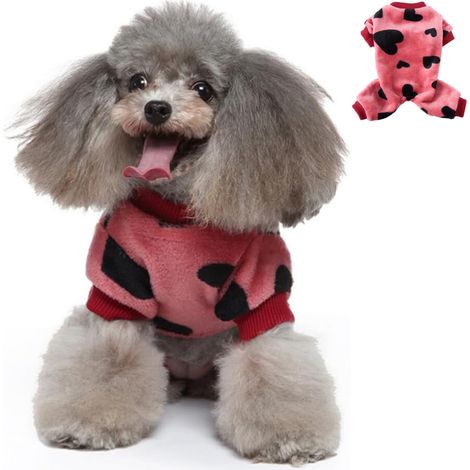 1 pièce vêtement chien chat, pull à cœurs en polaire, combinaison hiver pour animaux de compagnie, taille S à XL