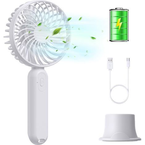 1 x ventilateur portatif, ventilateur portatif USB portable ventilateur deBureau, mini ventilateur portatif personnel à 3 vitesses avecBatterie rechargeable 2000mah, idéal pour leBureau à domicile cha (1/5)